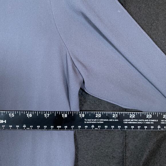 Loft Women Blouse Purple Gray Cold Shoulder Crew Neck Tie Bell Sleeve Large - Picture 8 of 14